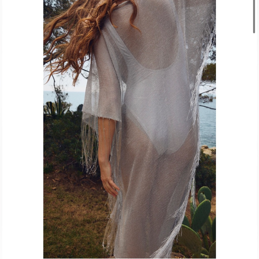 FRINGED METALLIC THREAD KAFTAN DRESS - Picture 3 of 8